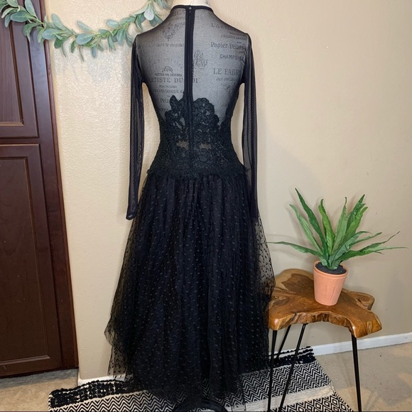 Tadashi ~ Vintage Black Lace and Tulle Dress - Picture 8 of 12